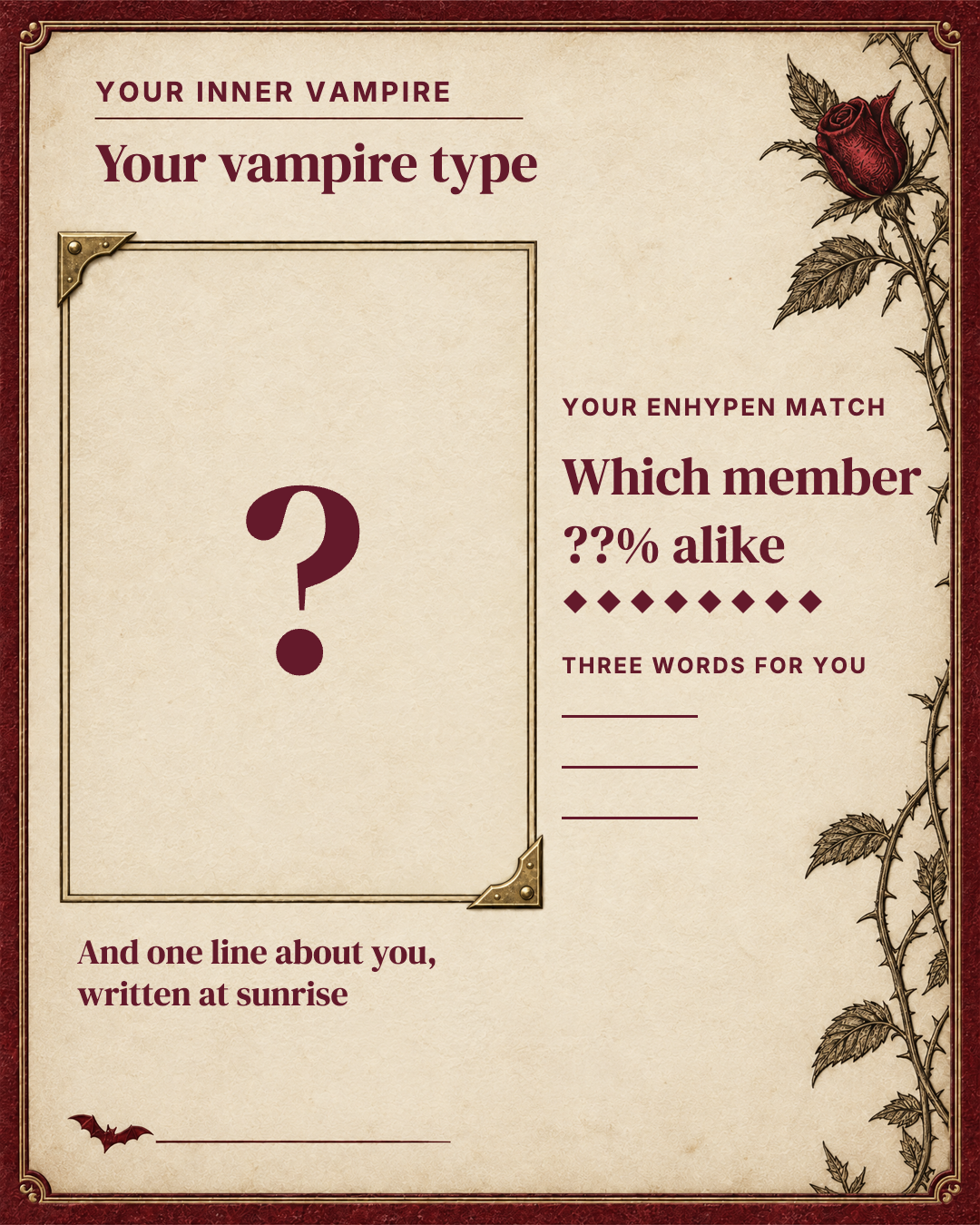 Your vampire type · Your ENHYPEN match · Your match rate